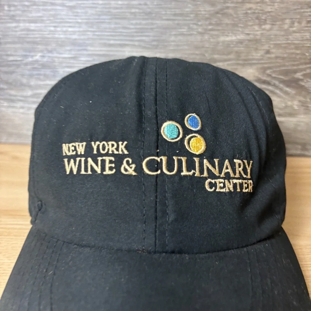 New York Wine Culinary Center Hat Cap Strap Back Black Lightweight Adjustable